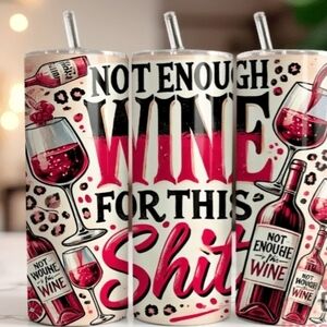 Wine-Themed Tumbler with Straw